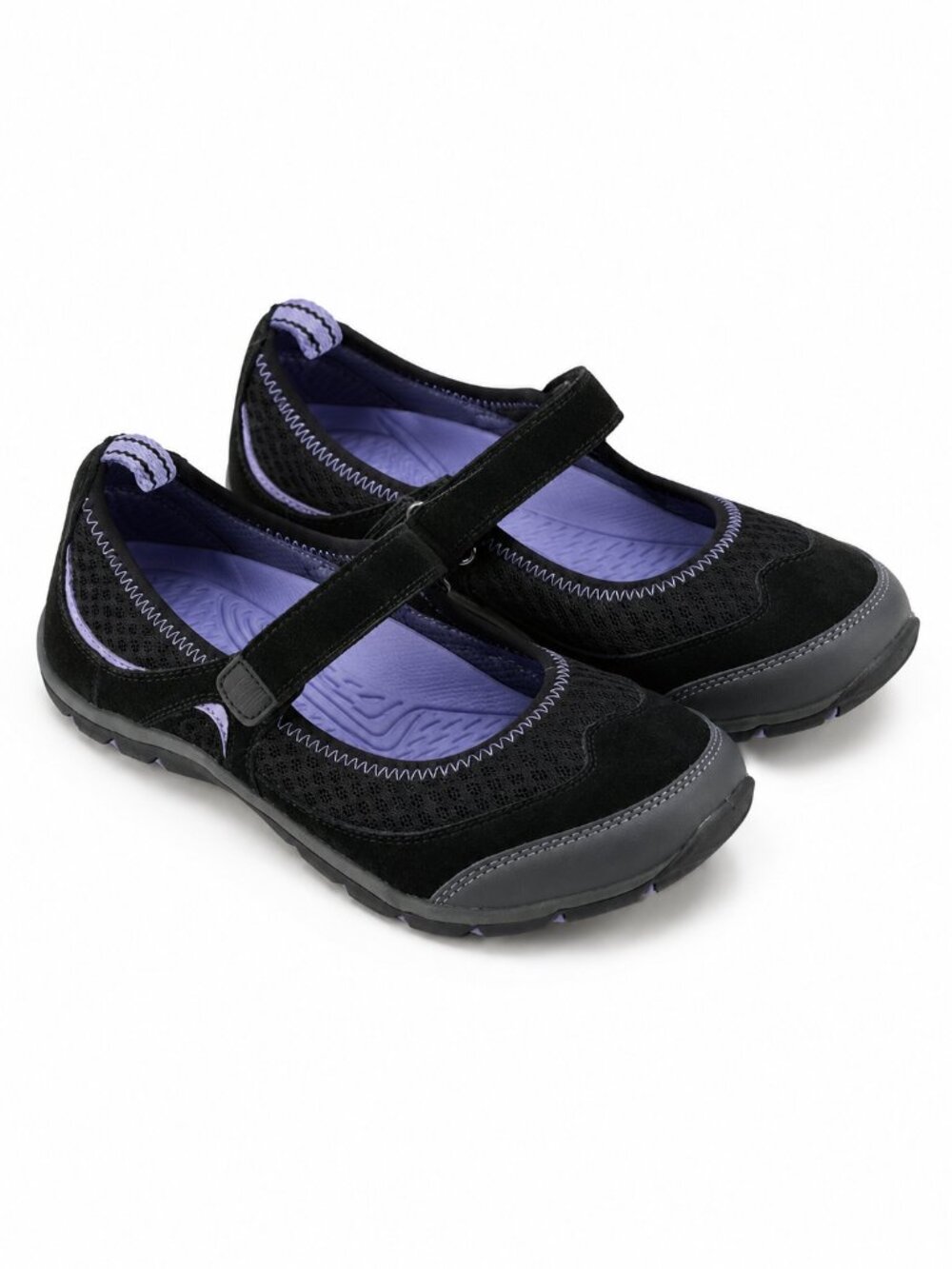 Lands’ End Black Mary Jane Shoes Mesh Hook & Loop Size 9D Beach Pool Travel